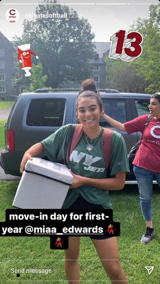 Check out the Colgate Instagram page as they showcase the freshman moving in!  Good luck <a href="/miaa_edwards/">mia edwards</a>!