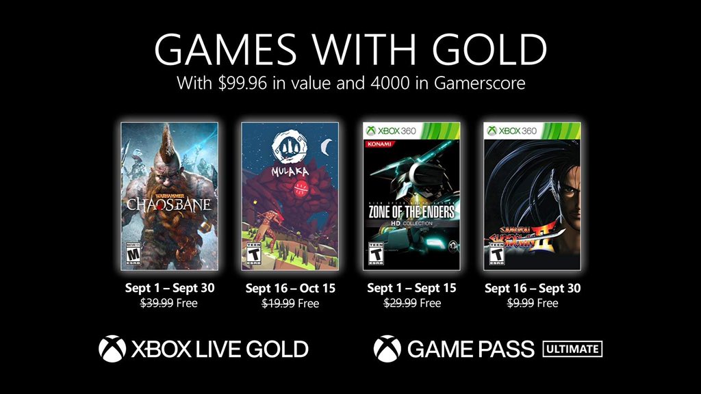 Xbox Live Games with Gold September 2021