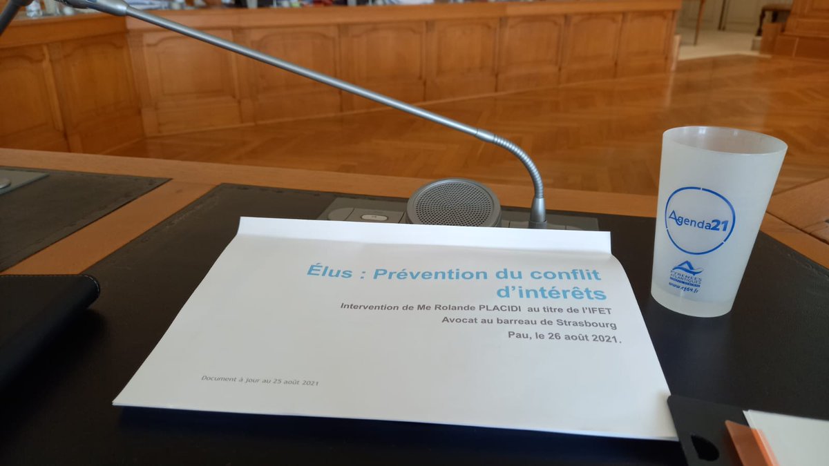cantonpau2's tweet photo. Jeudi 26 août, formation des élus au Département
A l'ordre du jour :
- La définition conflit d’intérêts
- Les obligations déclaratives
- Les incriminations pénales : prises illégales d’intérêts
- Les approches différentes du juge administratif et du juge pénal. https://t.co/YyJZqjwDys