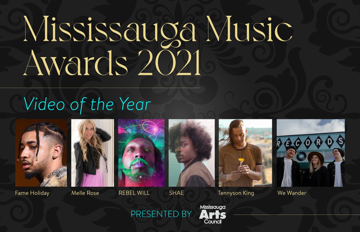 VIDEO OF THE YEAR Nominees, presented by <a href="/MissArtsCouncil/">Mississauga Arts Council</a>:

<a href="/Fame_Holiday/">OfficialFameHoliday</a> - Take Me Away
<a href="/MelleRoseMusic/">Melle Rose</a> - Brightest You
@iamrebelwill - Hot Blooded
<a href="/Rickyrozayshae/">💎BIG CEO 🔱🦝</a> - Need for Speed
<a href="/TennysonKing/">Tennyson King</a> - Garden of Truth
<a href="/WeWander2/">We Wander</a> - Rock and a Hard Place

Sep 25 mississaugamusic.com
