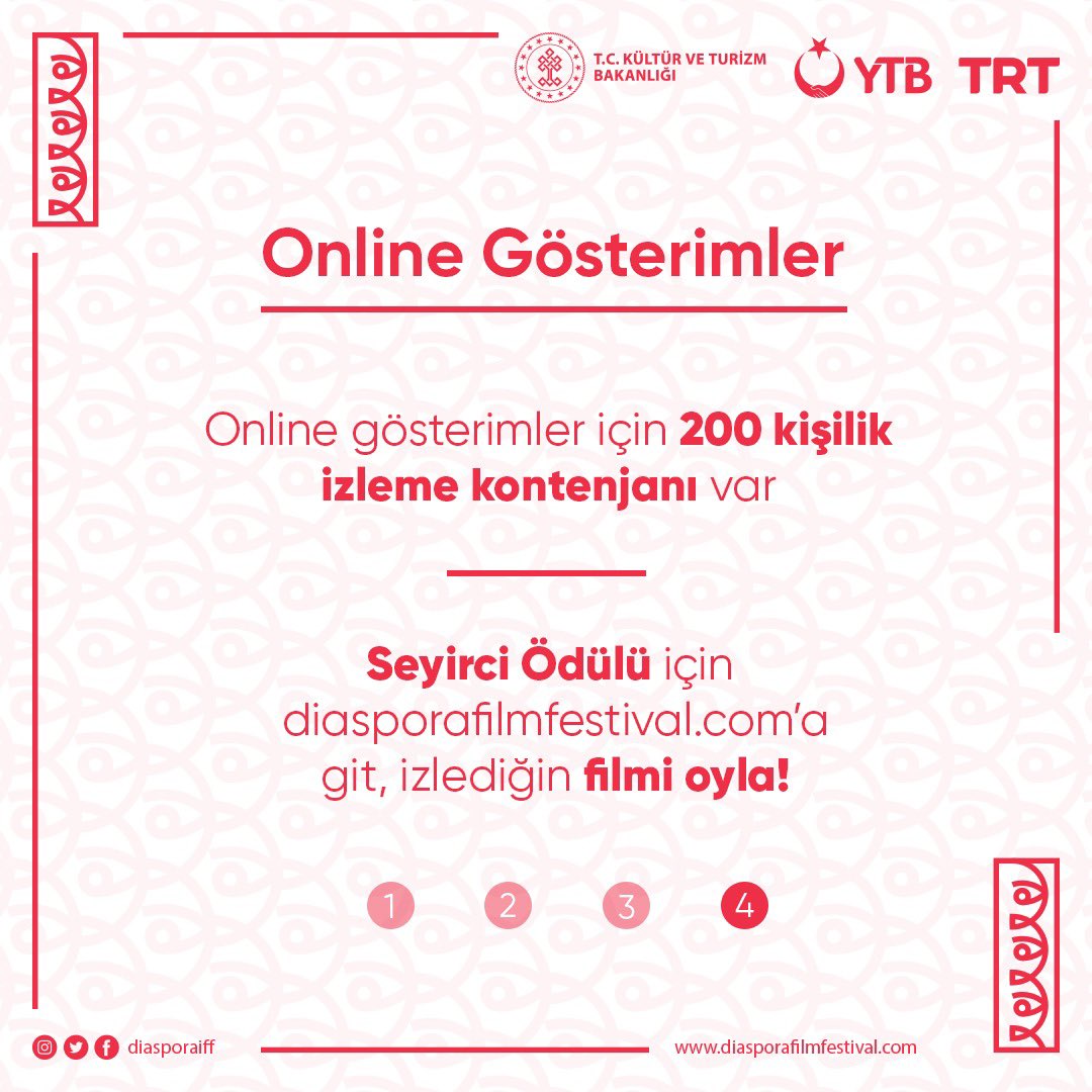 ❓#DiasporaIFF'de Filmleri Nasıl İzleyebilirim?

❗27-28 Ağustos'ta fiziki ve ücretsiz olarak Atlas 1948 Sineması'nda, online olarak ise festivalscope.com adresinden izleyebilirsin!

#HerŞeydenBirazKalır 👁

Festivale dair tüm detaylar için: diasporafilmfestival.com