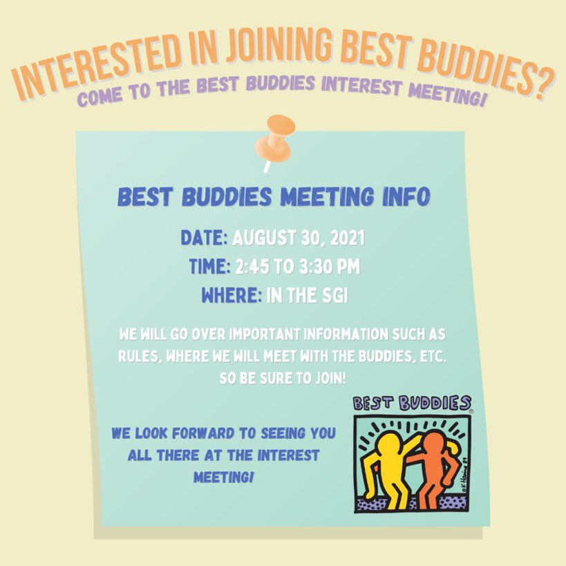 Save the date !! August 30 we will be hosting a interest meeting for this year. Come join us next Monday, and gain information on how to be a buddy !!