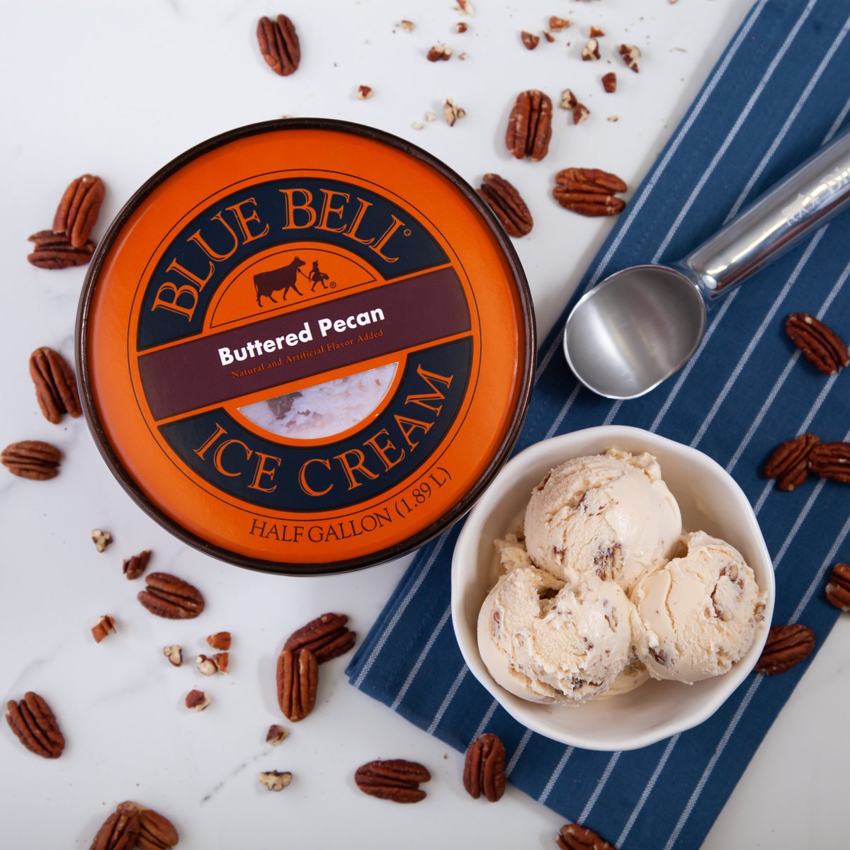 ILoveBlueBell's tweet photo. Some things never go out of style, like our Buttered Pecan Ice Cream. The flavor is a rich, butter pecan ice cream with lightly salted, roasted pecan halves. A Blue Bell favorite for more than 50 years! #bluebell #icecream #bluebellicecream #butteredpecan https://t.co/3vQtFojnyO