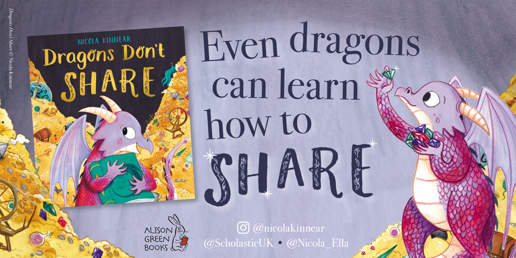 Ruby is a very good dragon. She follows ALL the rules. She steals from everyone and doesn't share her treasure with anyone. Can anyone make her change her ways? @Nicola_Ella's new book Dragons Don't Share is out today!