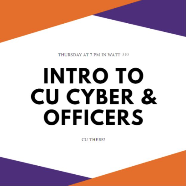 CU_Cyber's tweet image. Welcome back! Our first meeting is tonight at 7 on Watt 310 and online! We will be going over who we are and introductions! CU There!