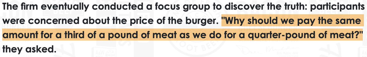 danielcormier's tweet image. A&amp;amp;W tried to sell a 1/3lb burger for the same price as McDonald's 1/4lb burger and failed.

We should invest more in education in this country.

awrestaurants.com/blog/aw-third-…