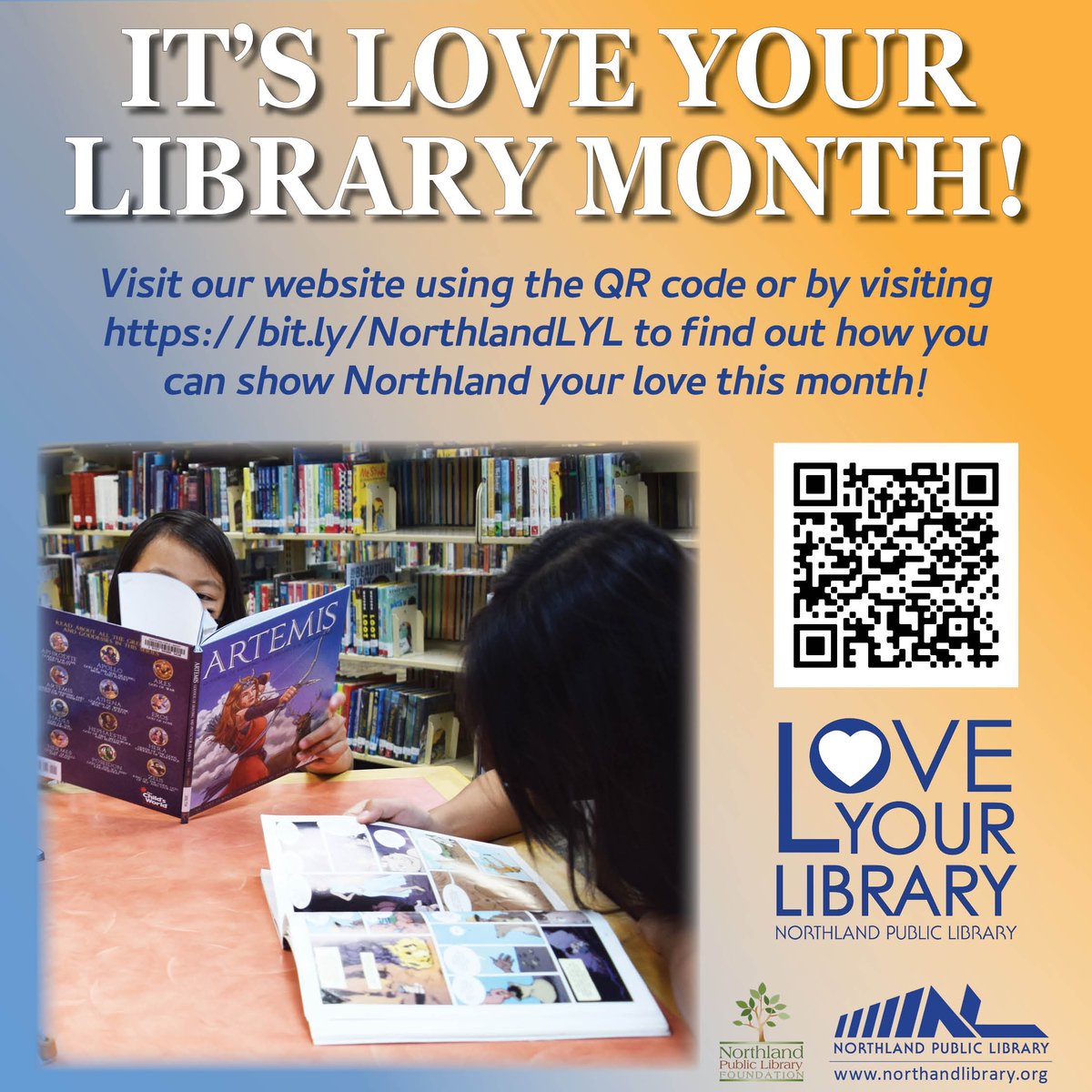 northlandlib's tweet photo. 📣🚨 September is #LoveYourLibrary month! Check out all the wonderful ways you can support YOUR library! (And new this year: Text to Give! Just text LIBRARY to 707070!) ⬇️

https://t.co/xn28KfbNrd https://t.co/4MUVKqun78