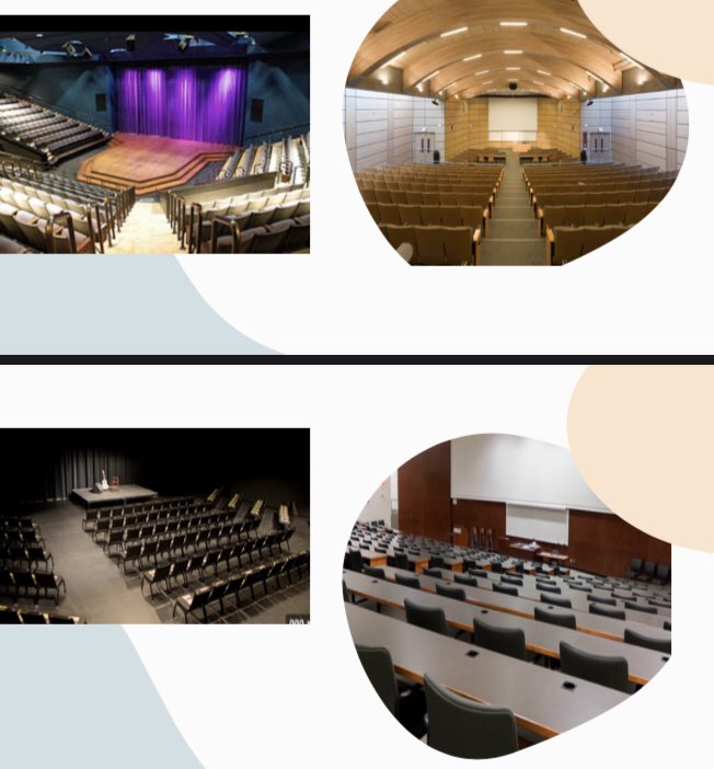 on the left: theatres. on the right: university classrooms