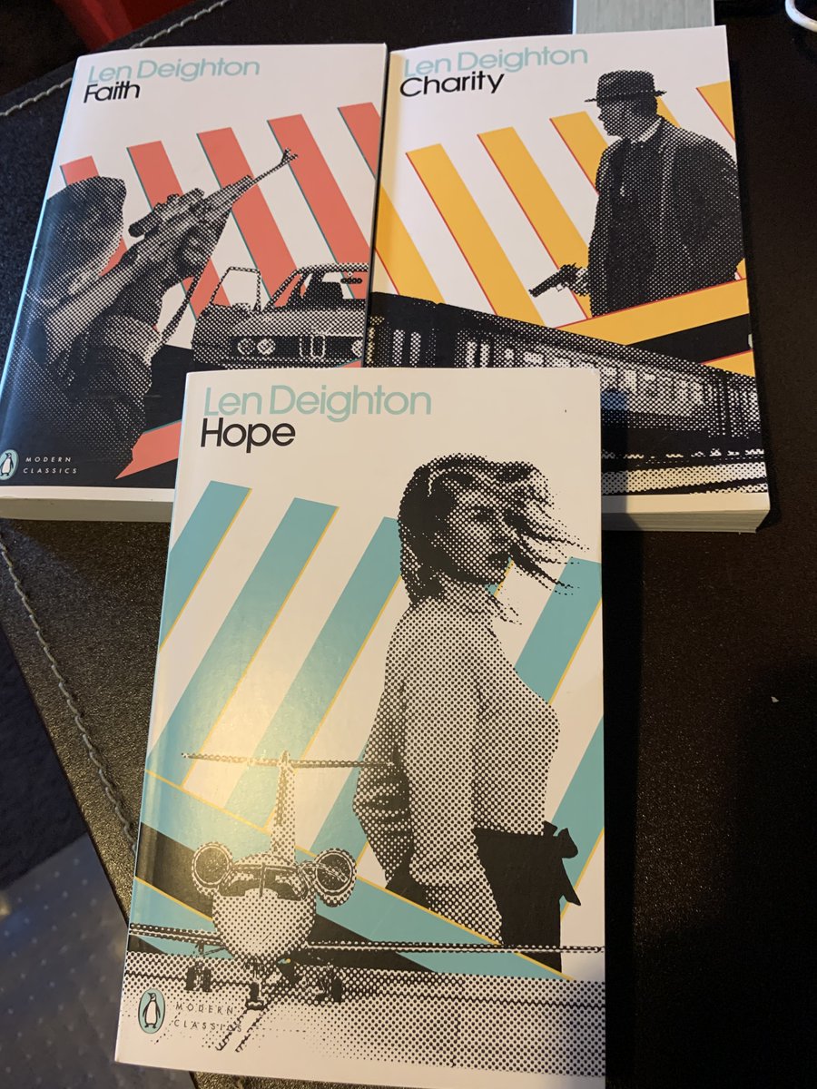 DeightonDossier's tweet photo. Faith - Hope - Charity - the last three volumes of the #bernardsamson ennealogy out in @PenguinUKBooks #modernclassics imprint; look great.
Covers by Nathan Burton were "inspired by Raymond Hawkey", who designed the original covers of many of Len Deighton's most famous works. https://t.co/udTD0TrWHP