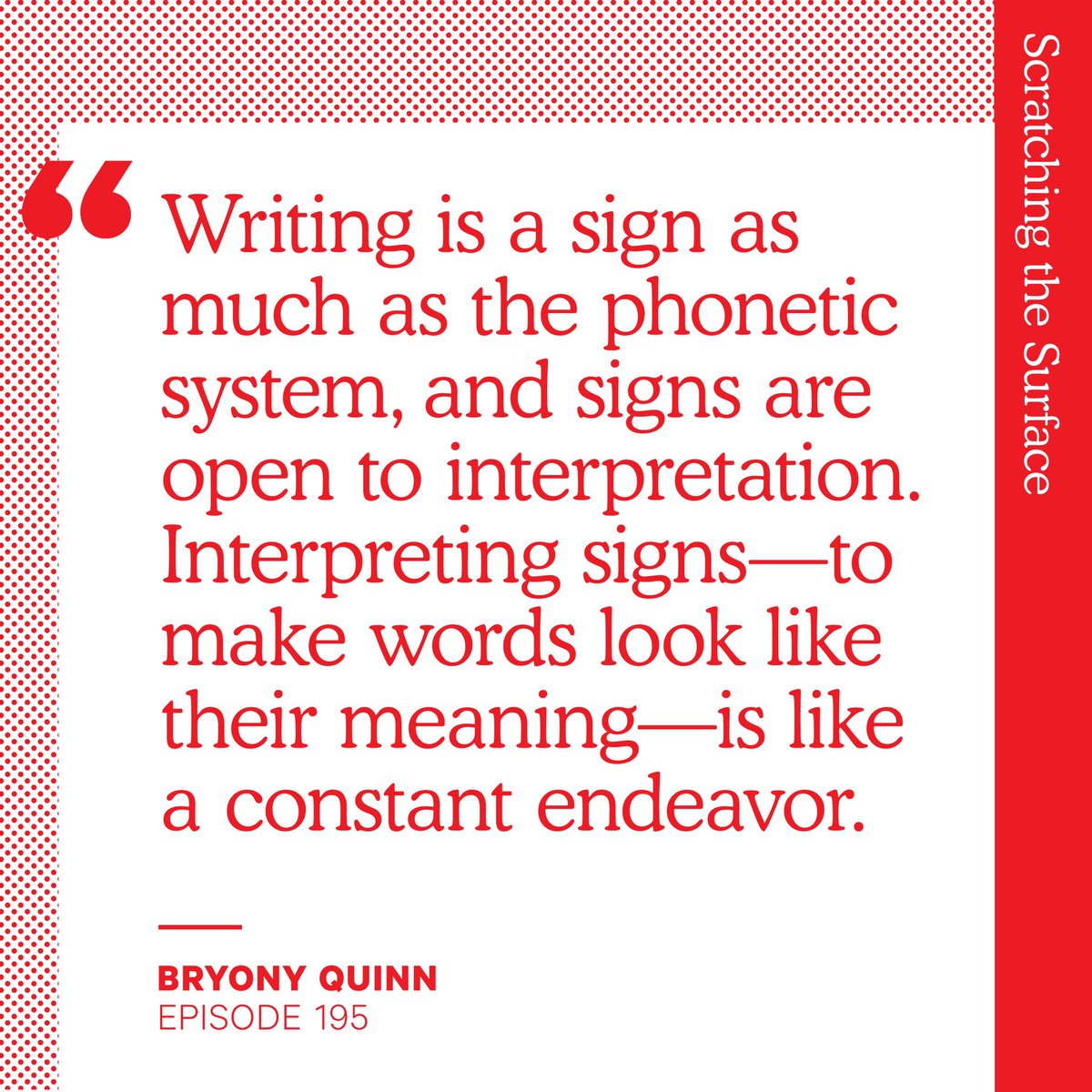 From our most recent episode, writer, editor, and educator <a href="/BryonyQuiQuinn/">BQ</a> talks about philosopher Maurice Merleau-Ponty, and his influence on her thinking and journey as a writer. If you’re interested in design writing, don’t miss this one! > scratchingthesurface.fm/195-bryony-qui…