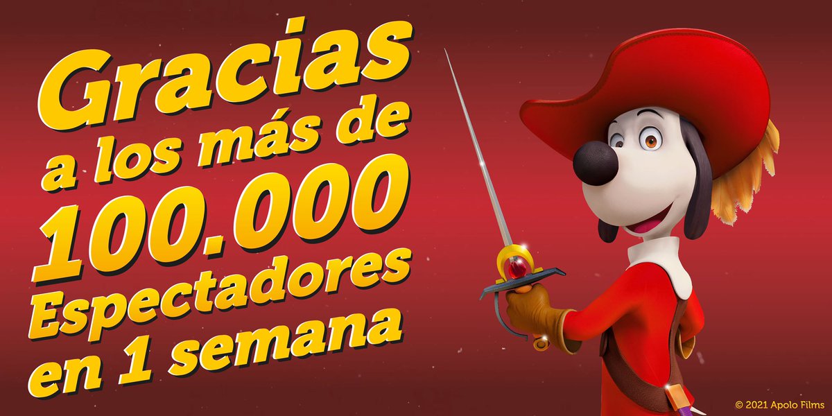 acontrafilms's tweet image. ¡Gracias a los más de 100.000 espectadores que ya han ido al cine a ver D’ARTACÁN Y LOS TRES MOSQUEPERROS en su primera semana de estreno!

¡Una película para toda la familia! 

#dartacanylostresmosqueperros