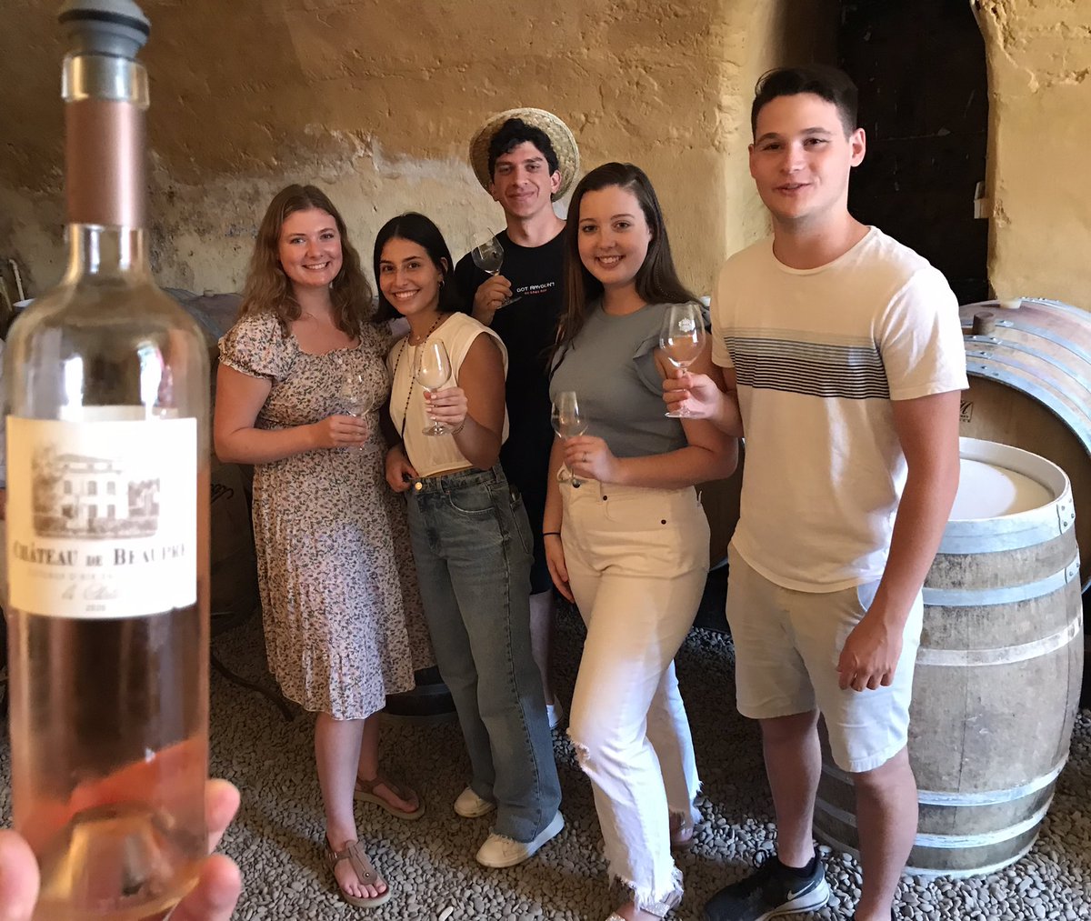 SZSPLIT's tweet photo. @BryantCOB students visiting Chateaux de Beaupre in France. Great opportunity to learn about grapes and wine.  @BryantUniv in the  cellar! #collegelife #TravelMakesUs #traveling https://t.co/yxl5JAVkl1