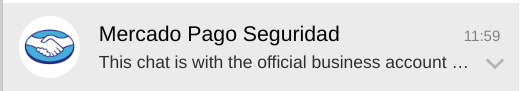 boxingbear's tweet photo. @chcibelli Muy bueno el hilo! Te dejo un detalle que justo vi hoy y me llamó la atención: la cuenta oficial de Mercado Pago Seguridad por donde te mandan los códigos tiene el logo desactualizado. Me hizo dudar, pero era la cuenta real https://t.co/15curdpgpl