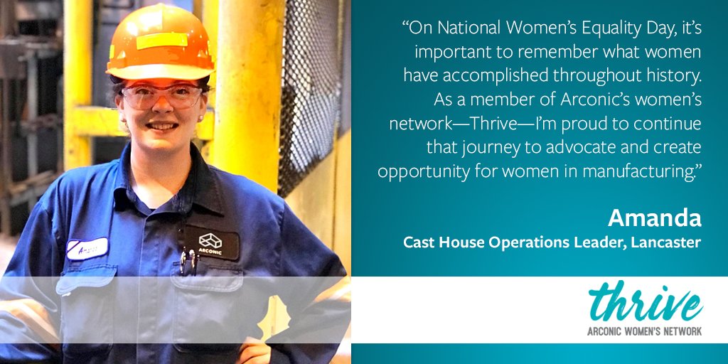 Arconic on X: What does #NationalWomensEqualityDay mean for employees at  Arconic? Hear from Amanda a Cast House Operations Leader and Arconic  Women's Network Member. #MFGWomen #advancement #diversity #inclusion  #ArconicStrong  / X