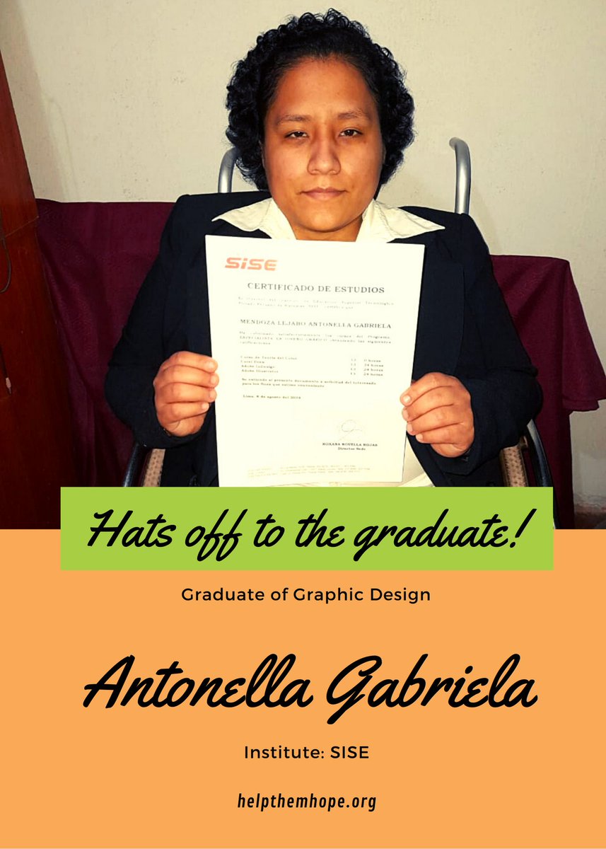 HelpThemHope's tweet image. Antonella completed a course in graphic 🖌️ design as a HOPE Scholar.
Antonella now works part-time with HOPE as she advances her English  📕 course at Institute SISE.
Her goals are to improve her design skills, and finish her 3 year English course. 🙌🏻