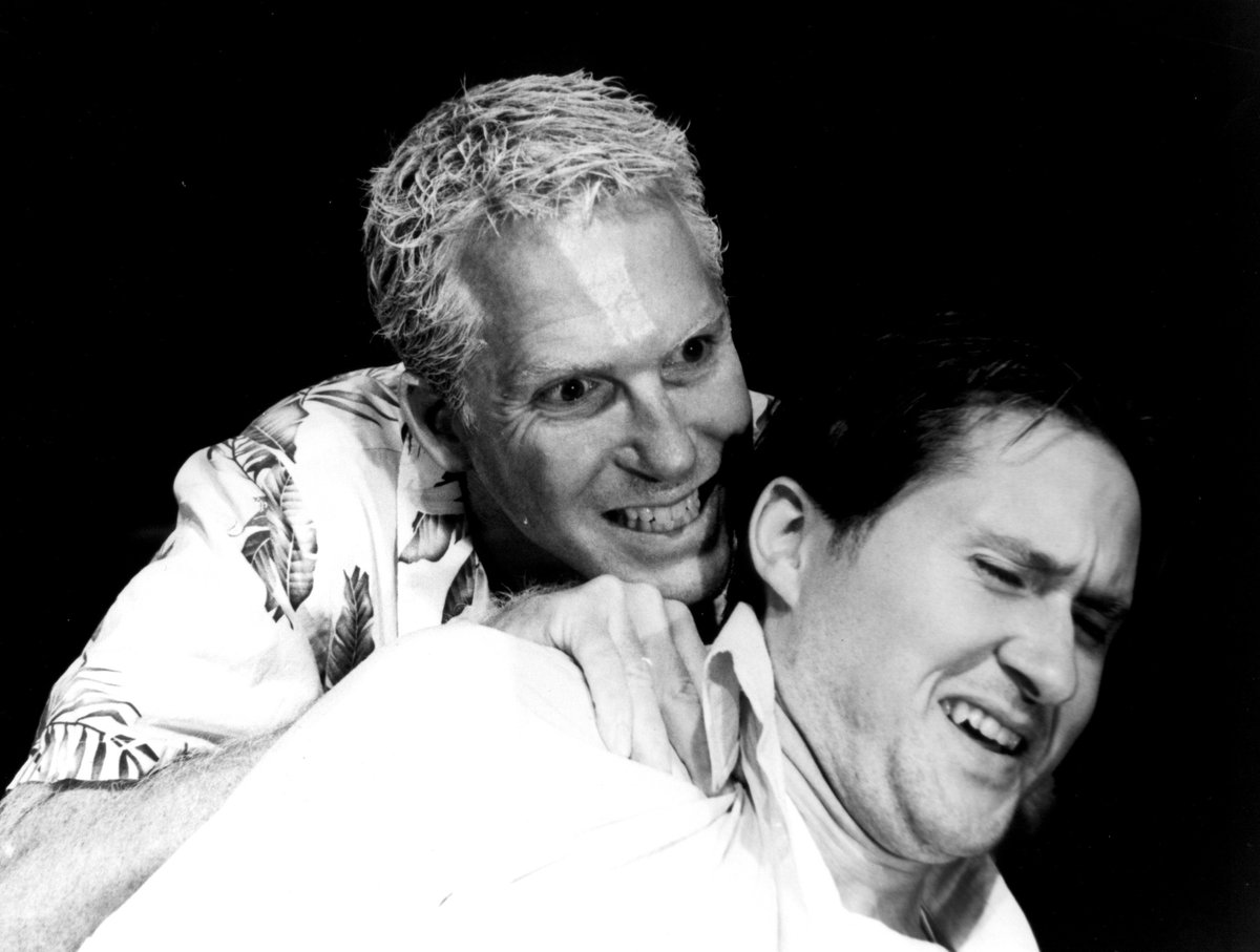 MeisnerActor's tweet photo. Yours truly and #JohnBurrish in #Litany written/directed by @JohnDesiderio1 for the Next Stage at the Meisner Center, late 1990's. Powerful piece (ala Iceman Cometh) with this magical word of mouth following. Amazing houses great reviews - wished it would never have ended... https://t.co/fKRr5hXg06