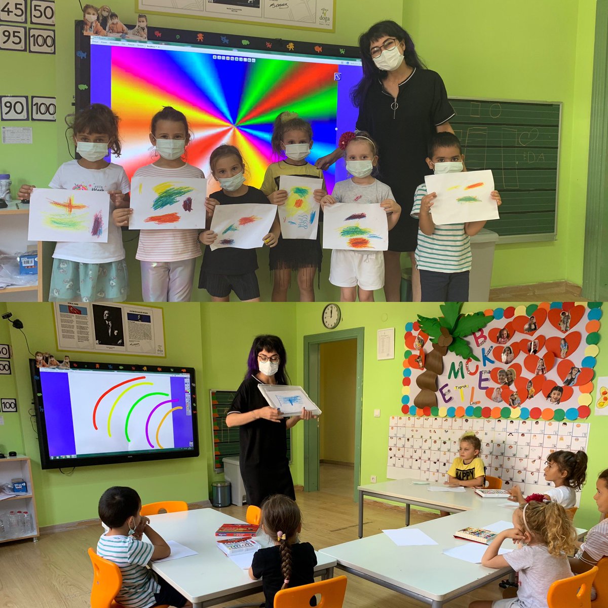 EdaToktaye8's tweet photo. 5 yaş sınıfı öğrencilerimiz bugün Görsel Sanatlar öğretmeni ile tanıştılar.Resim öğrenimi ile ilgili ilk adım olan ana ve ara renkleri öğrenmeye başladılar.@DogaUskudar @kursatkayalak @dilekyldz1986 @esmerhmza https://t.co/7bwPzbarEq
