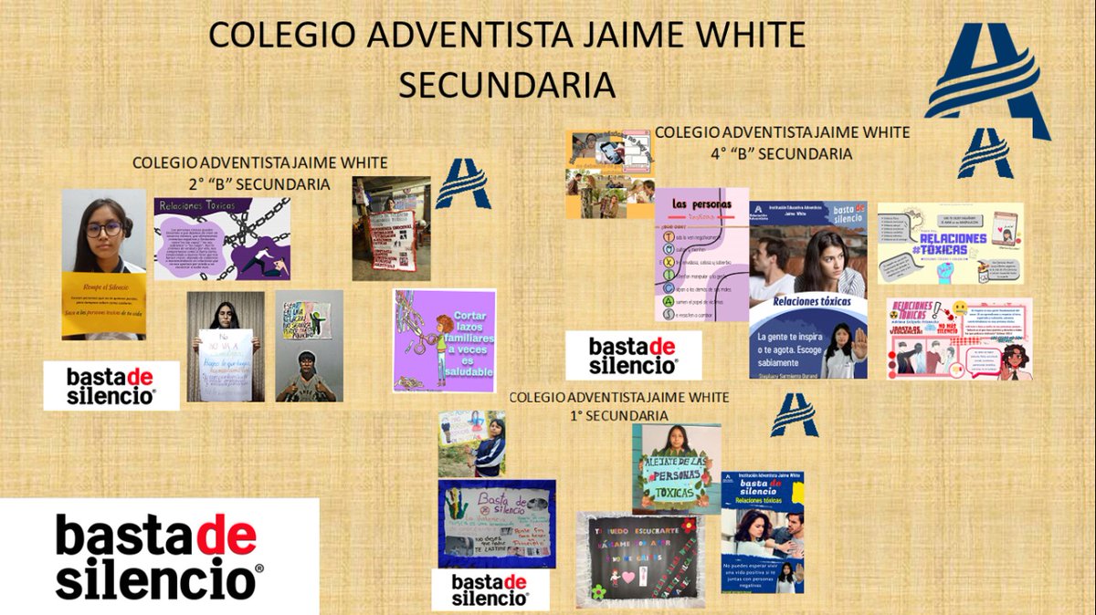 PYiver's tweet photo. Colegio Adventista Jaime White, comprometido con basta de silencio.
@abelapazar 
@dinobv 
@prraulyaranga 
@ElizabethLlemp2 https://t.co/iFdyR4sEVE