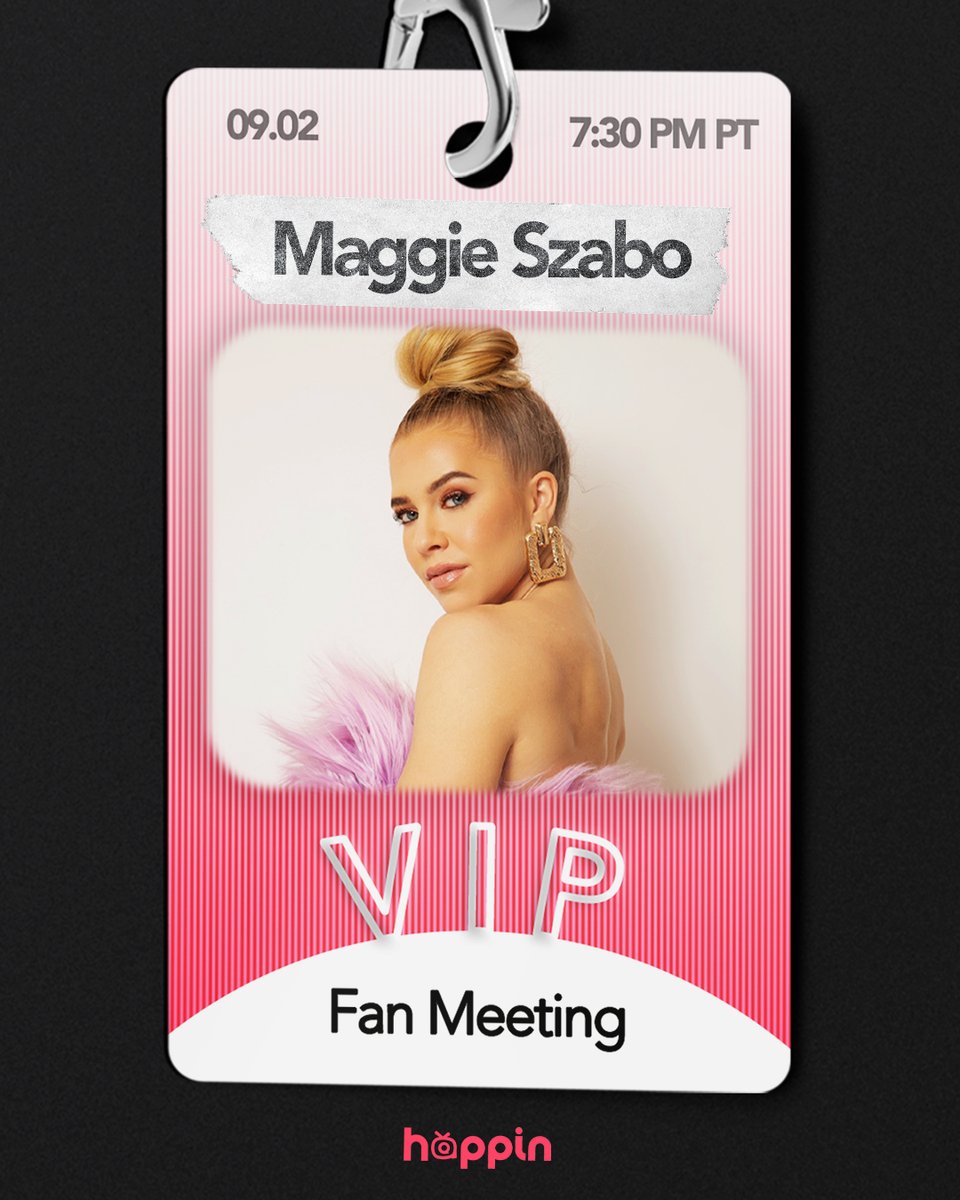 Only 1 WEEK left until Maggie Szabo's livestream show on Sept 2! Meet &amp; Greet tickets are also available so you will not only have access to the livestream, but also get to chat 1 on 1 with Maggie after her show on the Happin App! Get your tickets now through link in bio