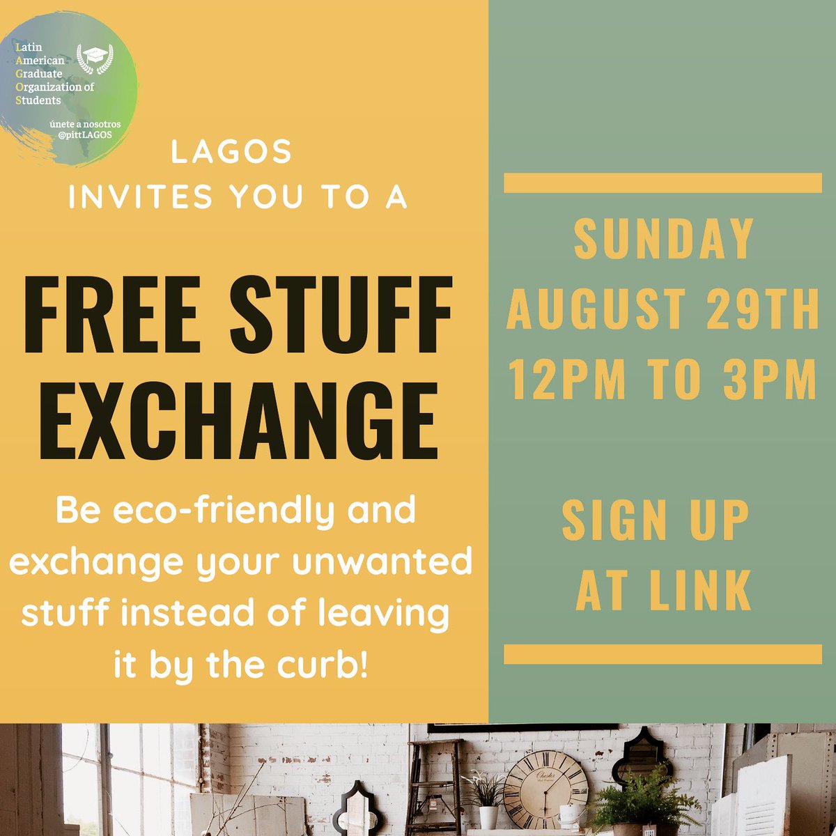 Free stuff exchange is this Sunday! Sign up (link in bio) to donate or pick up any items. Location sent to people who sign up. Item transportation provided within Pittsburgh!