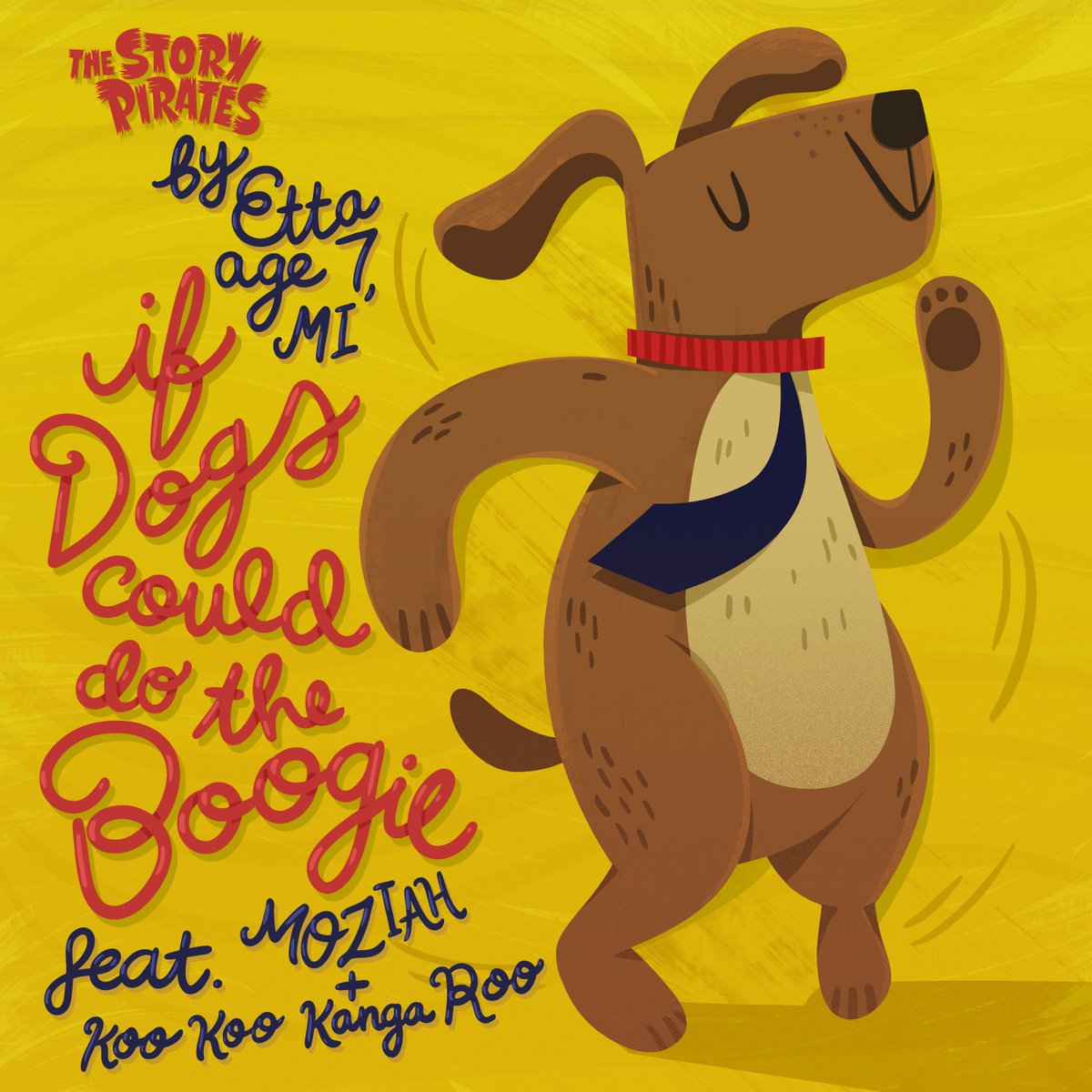 storypirates's tweet photo. Happy #NationalDogDay! 🐶

The doggy boogie is absolutely sweeping the doggy nation today, and you can participate! Boogie to our adaptation of 7-year-old Etta's "If Dogs Could Do The Boogie" composed by @danielpfoster feat. MOZIAH &amp; 
@KooKooKangaRoo! https://t.co/SAXKsNCyiP https://t.co/QJG64CMGbQ