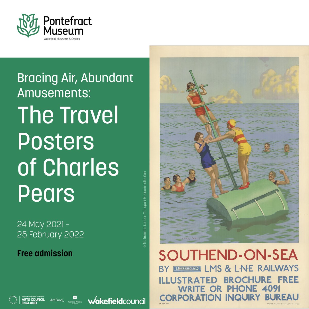 Who's going to the coast over the Bank Holiday? Brits have loved to be beside the seaside for a long time. But if you can't get to the beach today, why not head to #Pontefract Museum instead - our vintage travel poster exhibition is full of sun and sand! expwake.co/CharlesPears
