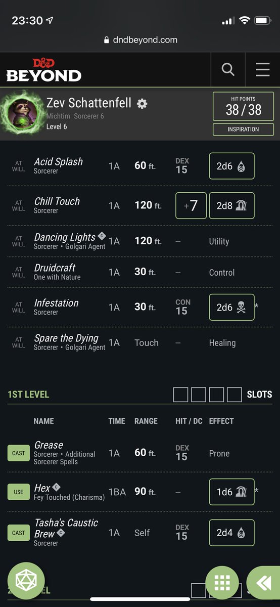 zev_eisenfuchs's tweet image. Here's the character 

art by @tofurevolution 

Zev Schattenfell, Michtim* Shadow Sorcerer, Golgari Agent! 

Famous for Acid Spells and on the fly Elemental Transmutation, combined with having ALL Monster ID Skills!

ddb.ac/characters/553… #dnd #ttrpg #michtim