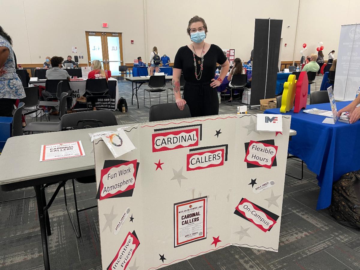 #Phonathon season is off to a great start with our first in-person #JobFair at #UofL! Emily, pictured here, did a great job #recruiting #CardinalCallers! We are excited to start #FUNdraising this weekend! #AnnualGiving #UniversityofLouisville #SmileAndDial #WBT