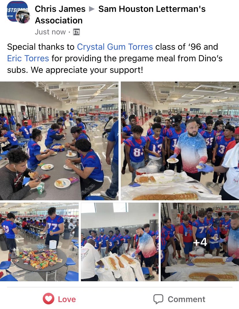 cryrenee3's tweet photo. If you are a grad of @SamHoustonHS, consider helping these boys out! My husband and I bought the boys dinner this week and we are looking to get all their pregame meals paid for! If you are interested please message me! #SamHoustonTexans @shhsalumni https://t.co/Wy3PLl1zbA