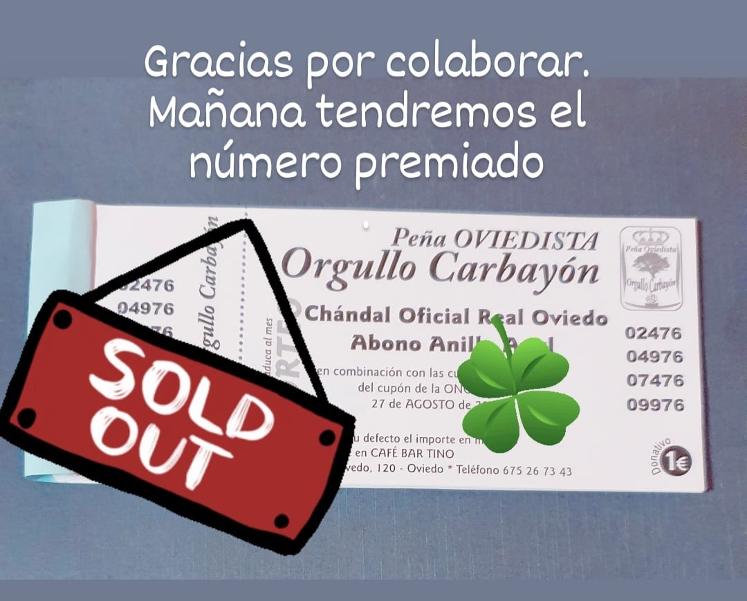 orgullocarbayon's tweet photo. Una año más tenemos que decir:
GRACIAS a tod@s!
Por el esfuerzo, por las ganas...tanto a nuestr@s peñist@s como a quien colabora con @orgullocarbayon
Mañana tenemos número!
#CreciendoPasoAPaso
#SorteosMolones
#HalaOviedo https://t.co/WWWEWJMWFG