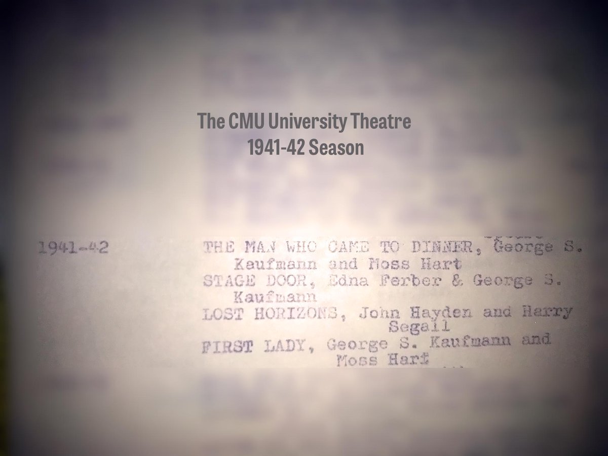 It's TBT, so here's a memory from 80 years back!  Have a look at our 1941-42 Theatre Season!  

cam.cmich.edu/tad/season 

#theatre