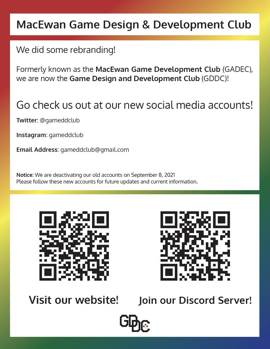 macewangamedev's tweet image. Hi everyone! We have decided to do some rebranding so if you're interested in keeping up with the club, you should follow our new socials! @gameddclub