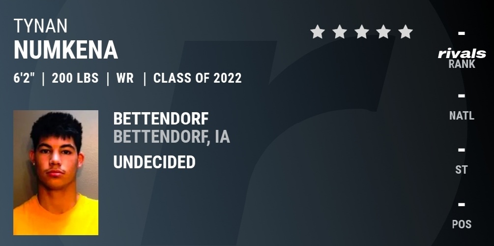 Bettendorf wide receiver Tynan Numkena will be at Iowa's game against Penn State on October 9 bit.ly/2WwnGTO <a href="/8_tynan/">Tynan Numkena</a>  n.rivals.com/content/prospe…