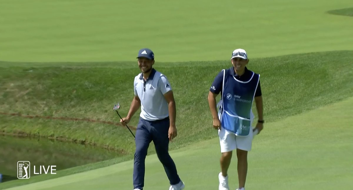 Xander Schauffele winning gold must've inspired his caddie, Austin Kaiser.

Kaiser looks much faster these days, especially after having to run back to fetch Xander's putter after leaving it behind.