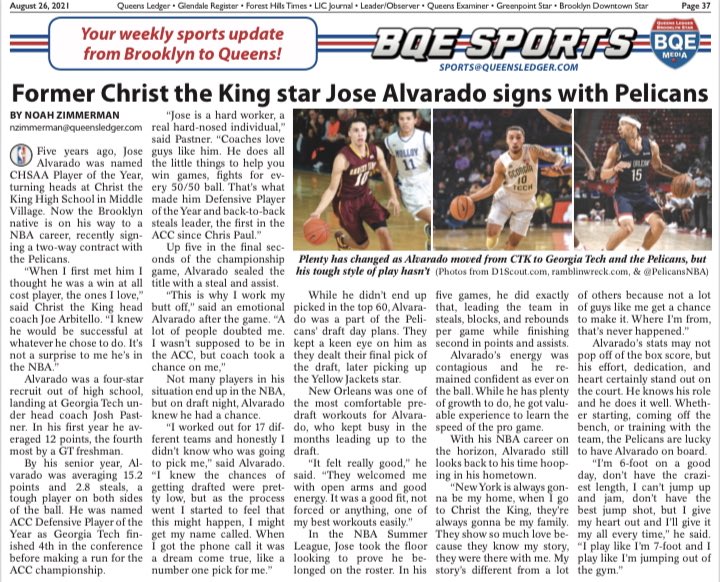 I got to spend last week putting this story together for the @QueensLedger about Brooklyn native and former @ctkroyals & @GTMBB star @AlvaradoJose15 signing with the Pelicans!

We got some great quotes from Jose and his coaches @ctkcoachjarbs and @GTJoshPastner.