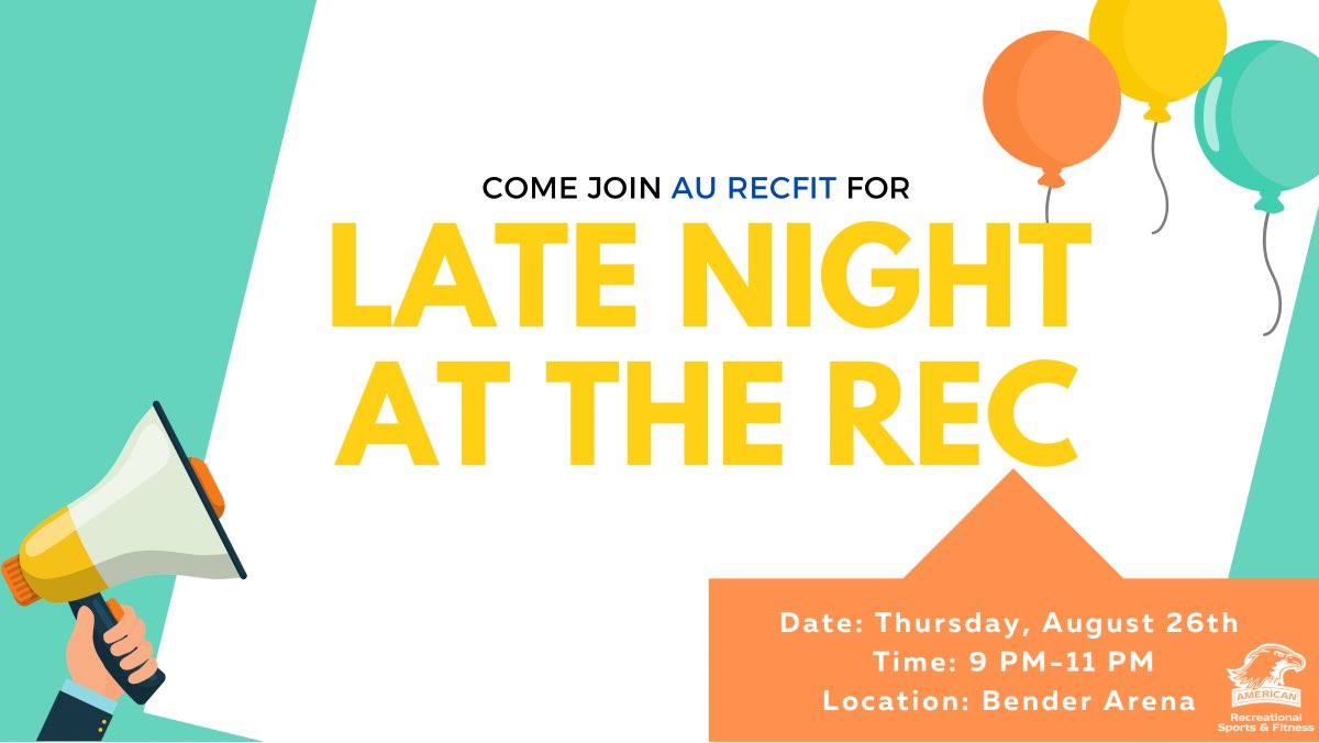 All students on campus are welcome to attend Late Night @ the Rec to join in on a night of fun and games at Bender Arena. Learn more about what all RecFit has to offer this Fall! Activities will range from Zumba, Spikeball, Jenga and much more.