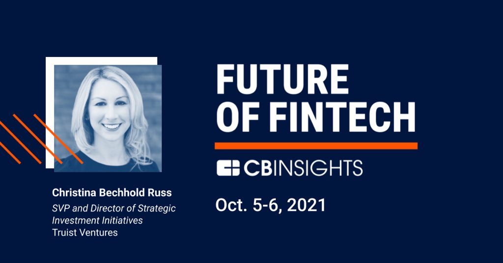 Very excited to be speaking to the fully vaccinated crowd at <a href="/CBInsights/">CB Insights</a> Future of Fintech event in October. Join me (live in NYC, my first visit back in 18 months!) Use code TRUISTVENTURES to save $150 💸 bit.ly/3yafvcY #CBIFutureFintech