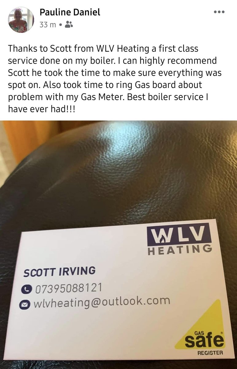 This kind of feedback we love to receive at WLV Heating. We pride ourselves on providing a quality service to our customers. 👌🏻