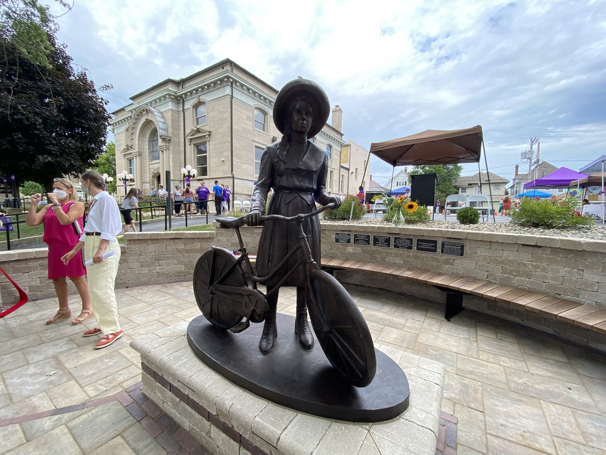 It was a great day to be in Peru for the unveiling of this new statue of suffragist Marie Stewart Edwards! Rediscover Downtown Peru received a Preserving Women’s Legacy Grant to create a Miami County Woman’s Suffrage Trail which the statue marks the start of.