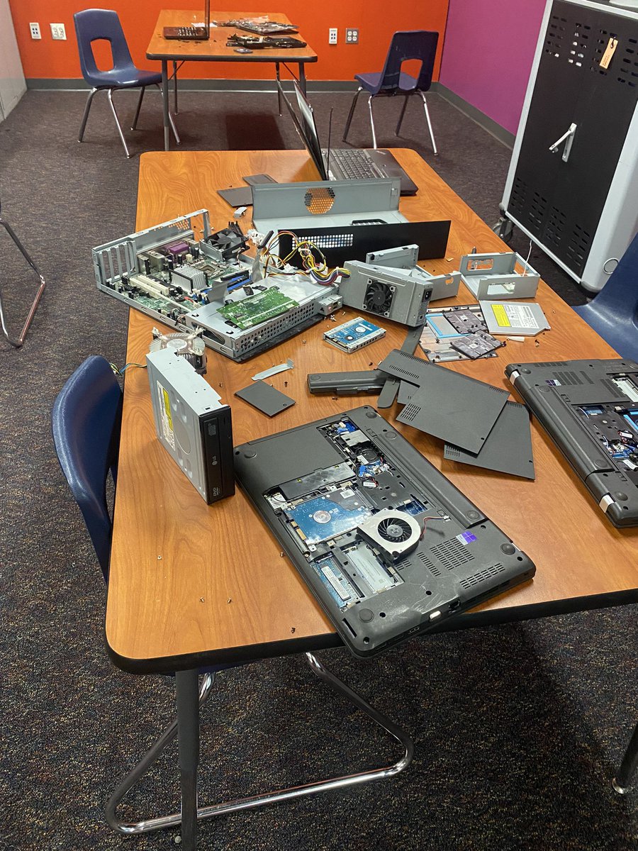<a href="/Seval_Karanfil/">Karanfil</a> in our #Launchpad What do we do with obsolete computers? We take them apart and learn how they work! #worldofwork <a href="/CajonValleyUSD/">CajonValleyUSD</a>