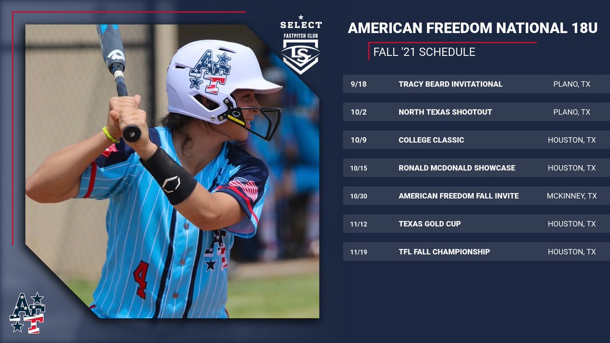 AFSBALL's tweet photo. The fall season is almost here!!! AF National will face a very competitive schedule in Fall '21!!! This group will be ready for the challenge!!! #AFSTRONG #LouisvilleSluggerSelectClub https://t.co/HBN3RUqpDW