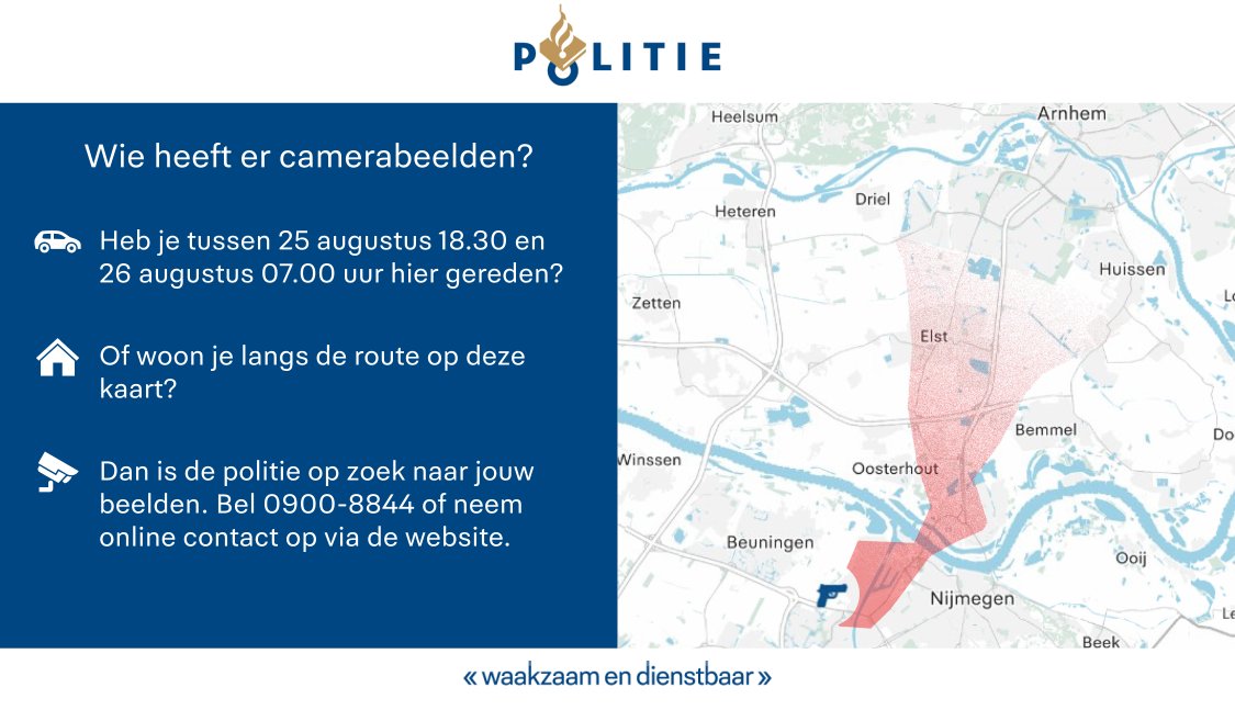 Wie heeft er dashcambeelden of andere camerabeelden die kunnen helpen bij het onderzoek naar de dodelijke schietpartij in #Nijmegen gisteravond?
