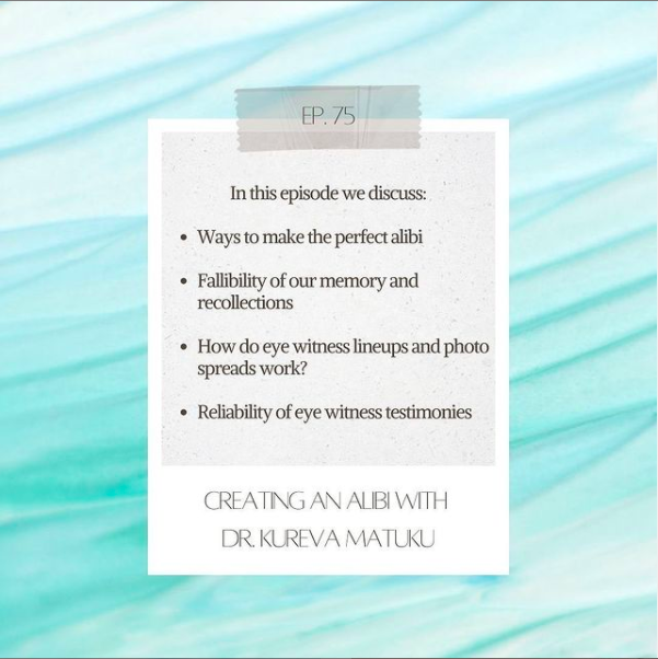 Calling out all mystery solvers out there!! Do not miss our last episode with Dr. <a href="/KurevaMatuku/">Kureva Matuku</a>, talking everything from the justice system, eye witness testimonies reliability and alibi creation.

Grab a drink, grab on to your chairs and enjoy this very fun episode!