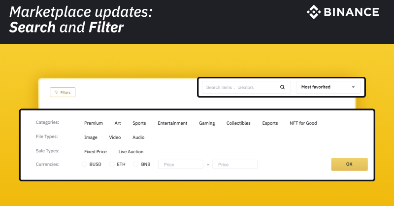 binance's tweet photo. #Binance NFT is launching new features! 

Discover the latest updates on @TheBinanceNFT, including new ways to interact with your favorite creators—plus a streamlined interface designed to improve your NFT browsing experience.