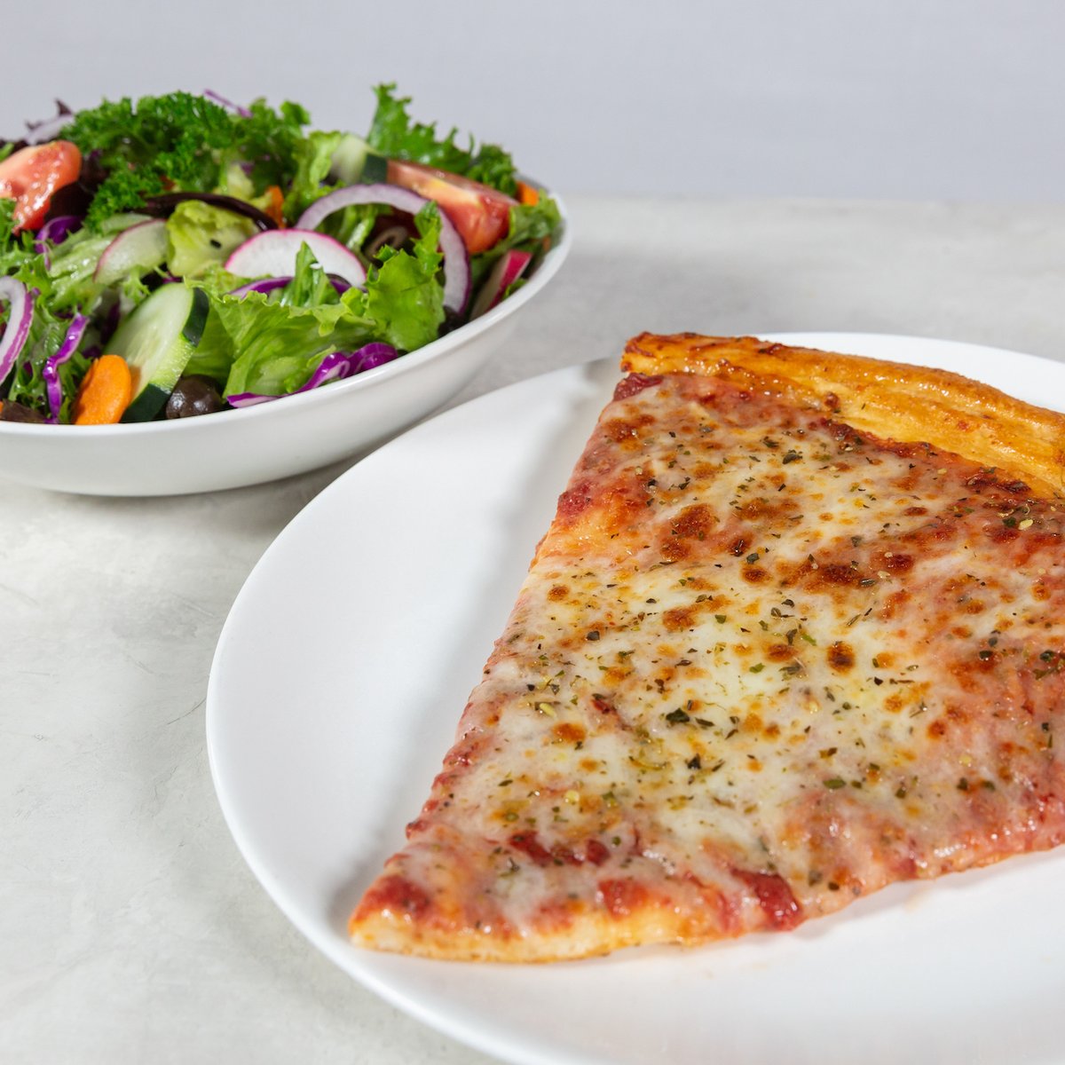 StreetsofNY's tweet image. Lunch = slice + soup or salad. The math is simple.