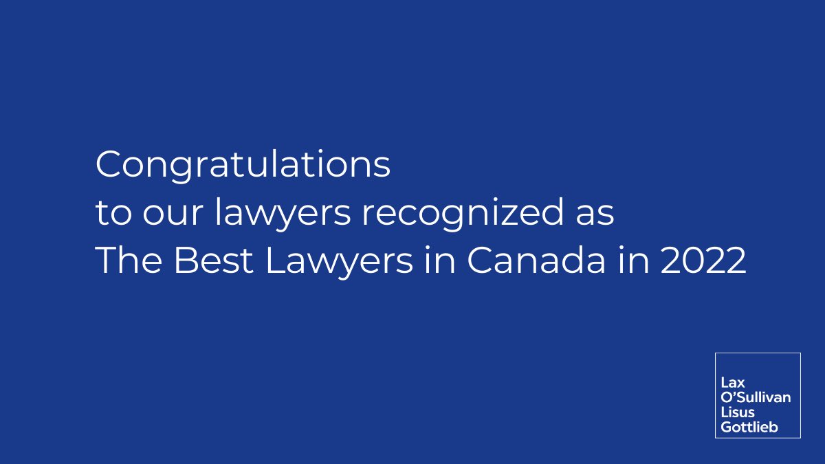 We are pleased that Cliff, Terry, Jonathan, <a href="/MPGottlieb/">Matthew Gottlieb</a>, Paul, <a href="/smithcrawford/">Crawford Smith</a>, <a href="/Spelled_shaun/">Shaun Laubman</a>, <a href="/NadiaCampion/">Nadia Campion</a>, <a href="/pfruitman/">paul fruitman</a>, <a href="/rahoolagarwal/">Rahool Agarwal</a>, @andrewjwinton, <a href="/jamesrenihan/">James Renihan</a>, Matthew, @lmoscu, Zain &amp; Jasmine have been recognized as <a href="/BestLawyers/">Best Lawyers</a> for 2022. bit.ly/2USHXSY