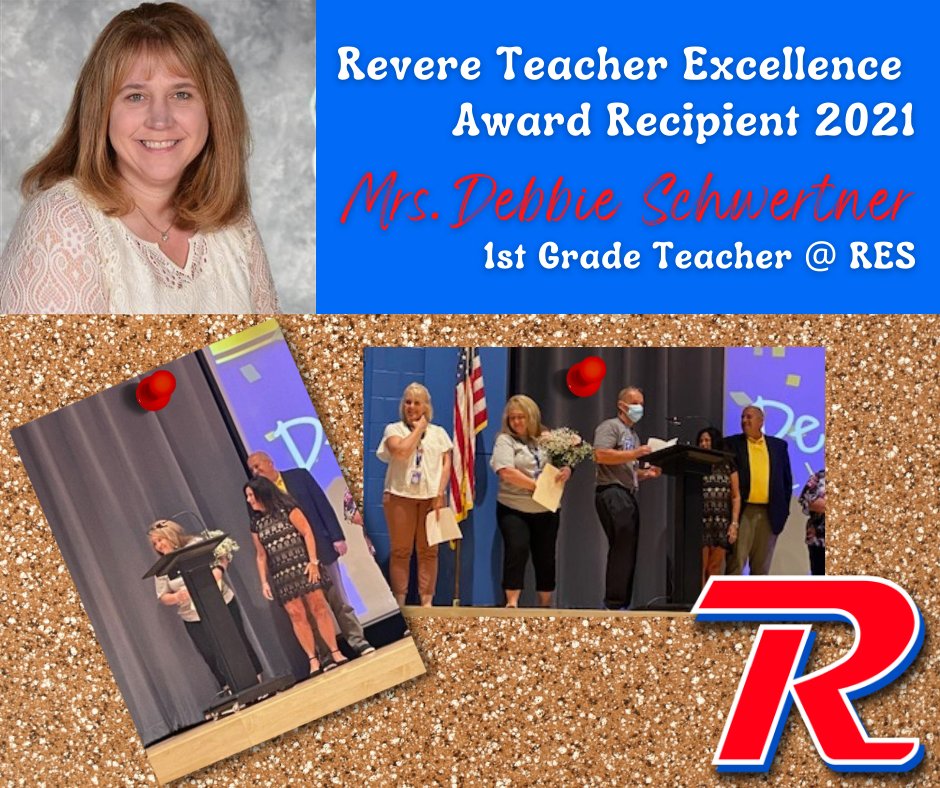 RevereLocal's tweet photo. Congratulations, Revere Teacher Excellence Award Recipient 2021, Mrs. Debbie Schwertner!  
#ReverePride #TheRichWay https://t.co/MZa4yJ4k3R