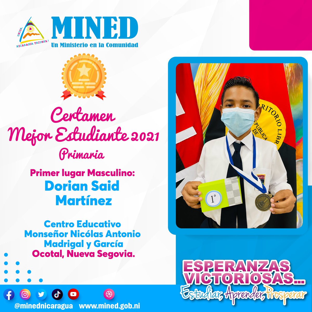 Ganadores del Certamen Mejor Estudiante de Educación Primaria 2021, etapa nacional.

#Nicaragua 
#26agosto