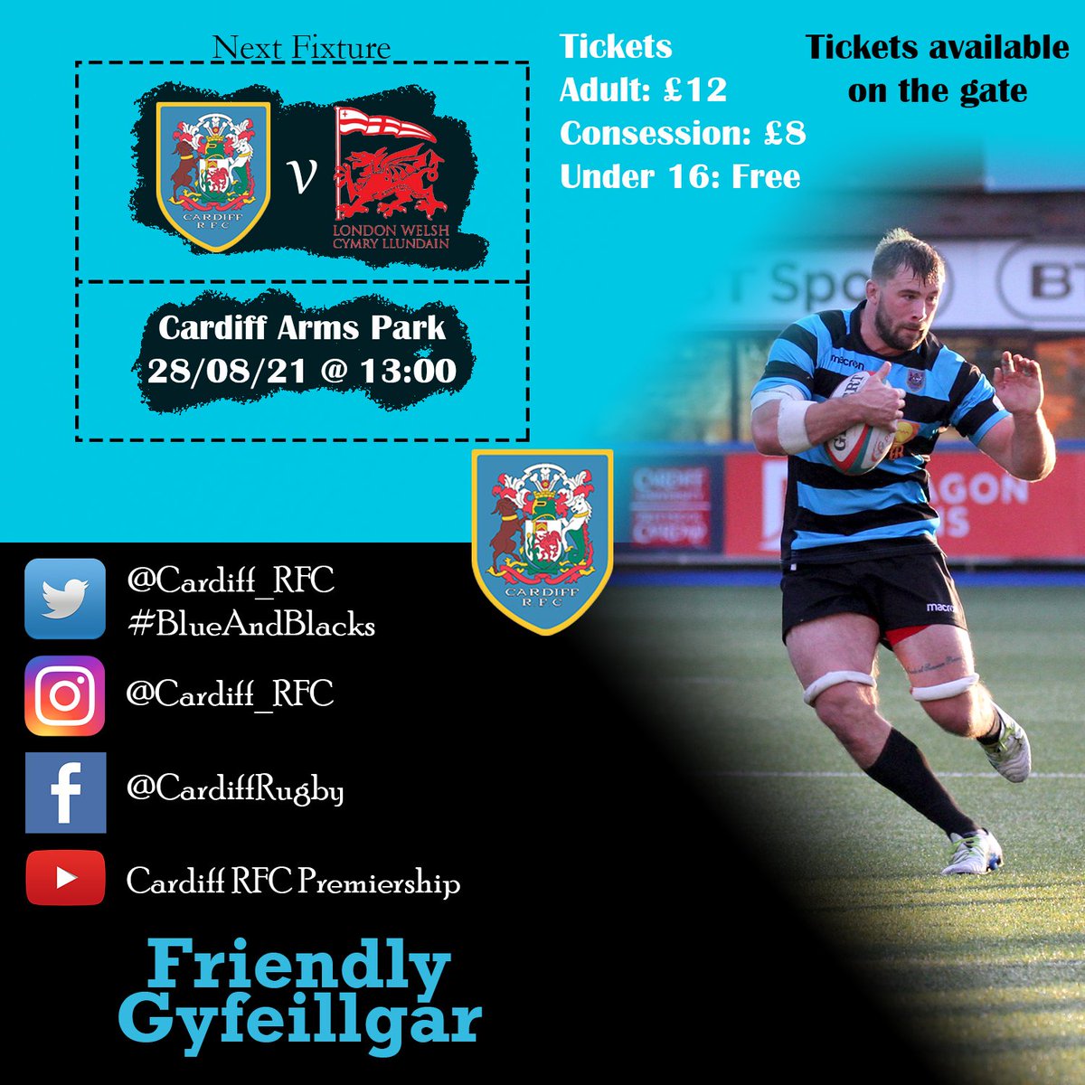 Cardiff_RFC's tweet photo. Cardiff v London Welsh team news including pre-match interview with Sean Moore by @Jdelve3.
https://t.co/D9miO1Rzmm
π π€ #BlueAndBlacks
#PerfectCheers https://t.co/HOO9YOFTdo