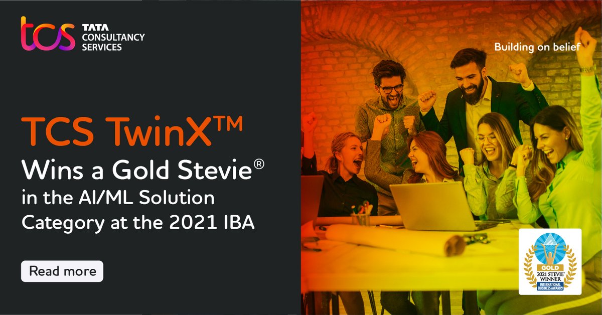 TCS_Latam's tweet photo. #TCSTwinX es el ganador del Gold Stevie Award por logros en la categoría de soluciones de IA / ML en @TheStevieAwards ¡Gracias, @MTNza por colaborar con nosotros en este viaje! Obtén más información sobre TCS TwinX ™ aquí: https://t.co/ngDkXJlnEg #TCSTwinX https://t.co/nPUXboqA5L